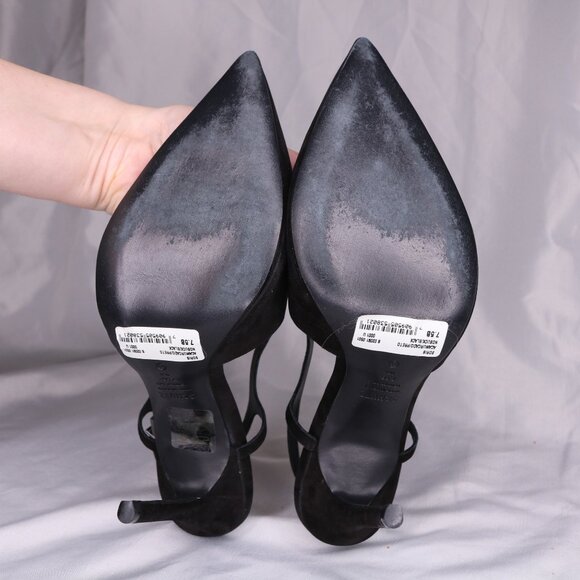 Schutz Black Suede Pointed Toe Slingback Stiletto Heels Size 7.5 - Picture 6 of 6